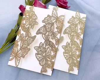Glitter Butterfly Laser Cut Invitations Cards Invitation Quinceanera invitation Sweet sixteen invitation Baby Shower