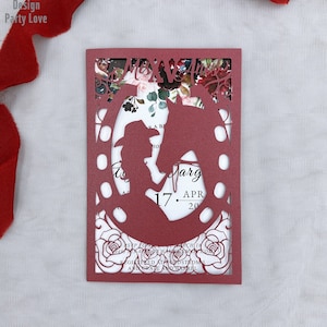 Burgundy Rapunzel Princess Sweet 16 Mis XV Anos Girl Horse Einladung Quinceanera Einladung Laser Cut Sixteen