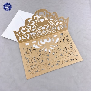 Cordialmente invitador - Manga cortada con láser de oro oscuro con invitación clásica, invitación de boda personal, invitaciones de corte láser para chicas XV, quinceañera