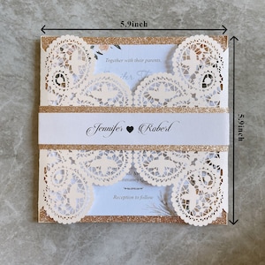 Bruiloft uitnodigingen met gratis enveloppen elegant ivoor afdrukbare metallic blank of bedrukte insert met buikband