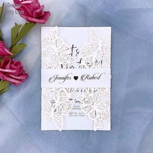 Ivory Butterfly Laser Cut Uitnodigingen Kaarten Uitnodiging Quinceanera uitnodiging Sweet sixteen uitnodiging Baby Shower