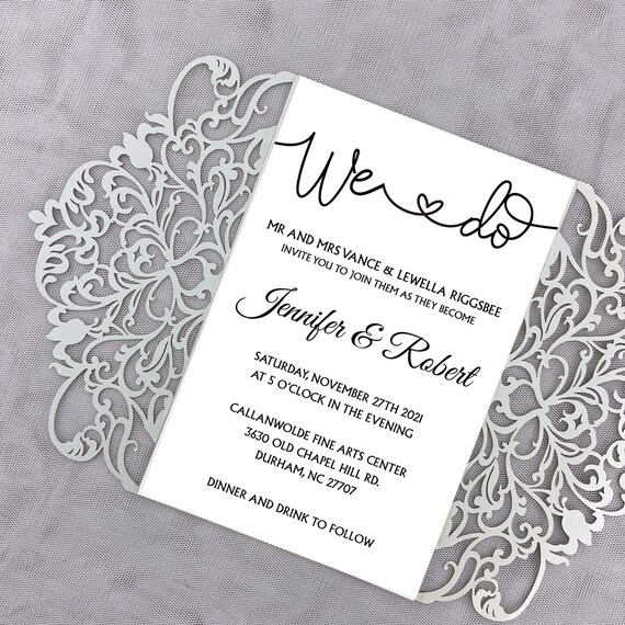 Biglietti Inviti Matrimonio Tagliati Al Laser UMIMO - Kit 50 Pezzi Con Buste, Oro Glitter, Per Compleanni E Feste
