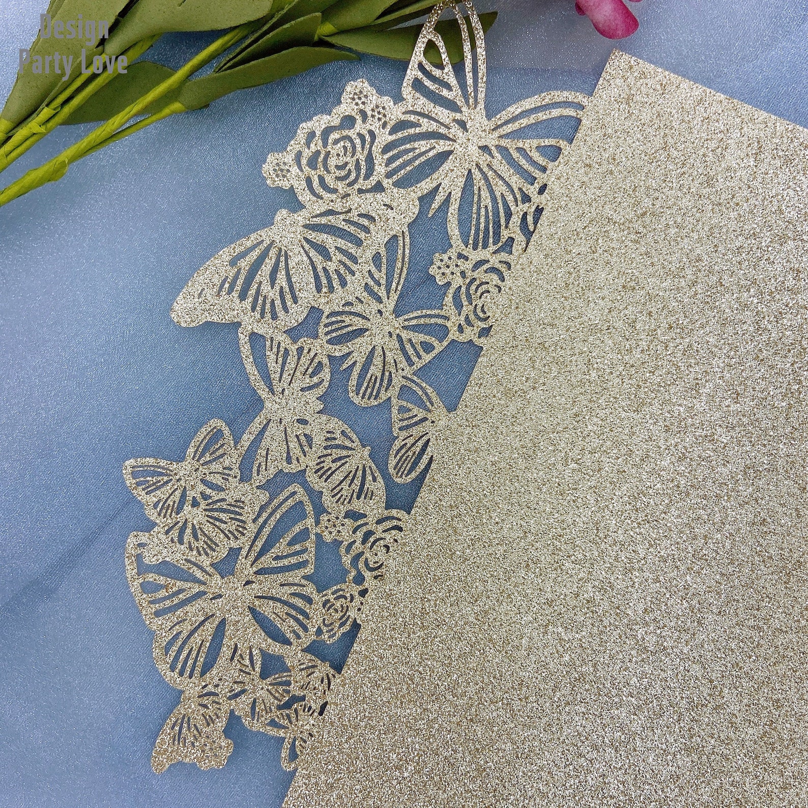 Glitter Butterfly Laser Cut Invitations Cards Invitation Etsy