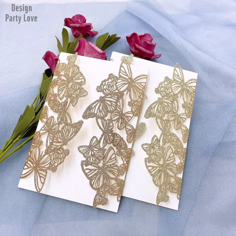 Glitter Butterfly Laser Cut Invitations Cards Invitation - Etsy