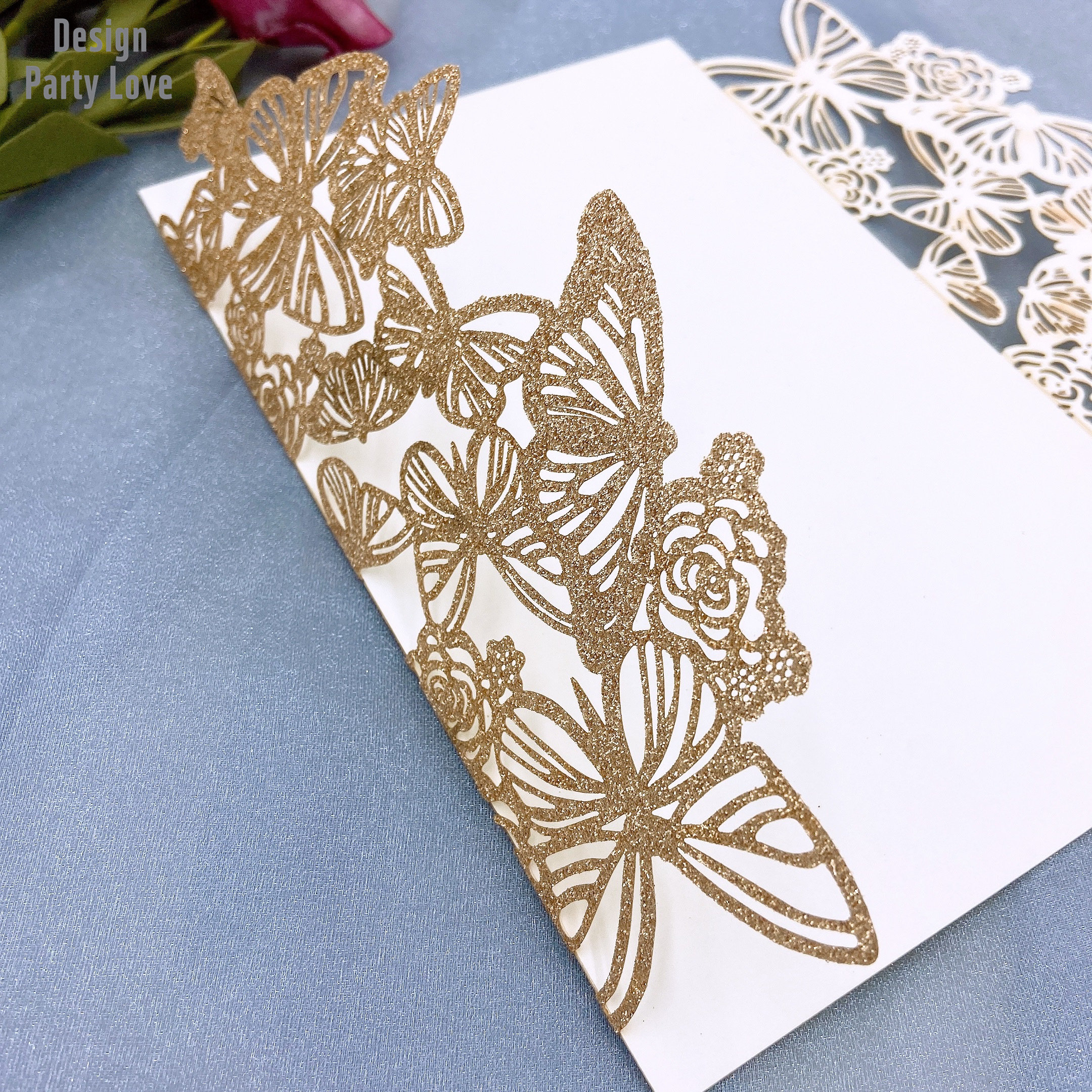 Glitter Butterfly Laser Cut Invitations Cards Invitation Etsy