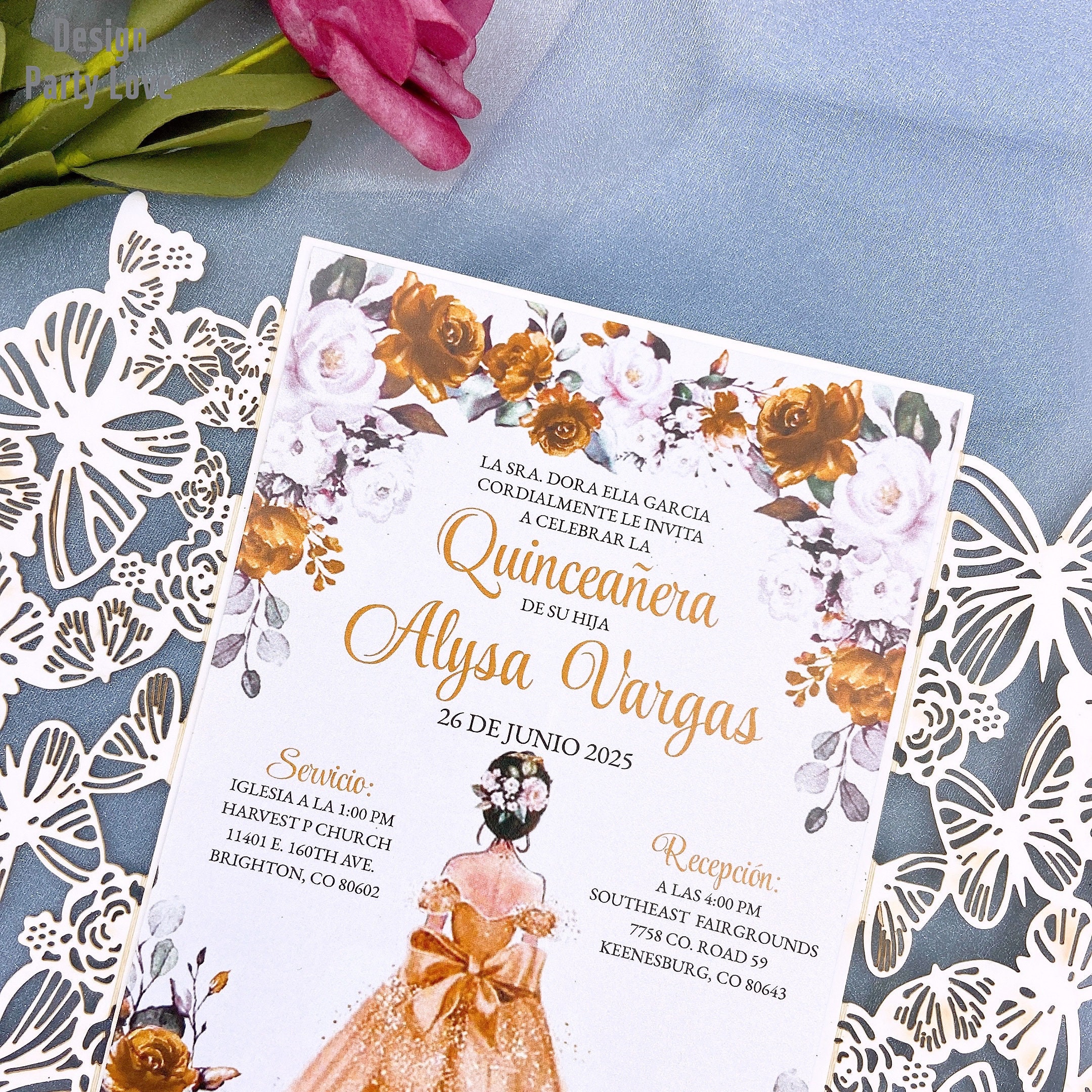 Glitter Rose Gold Butterfly Laser Cut Invitations Cards Etsy