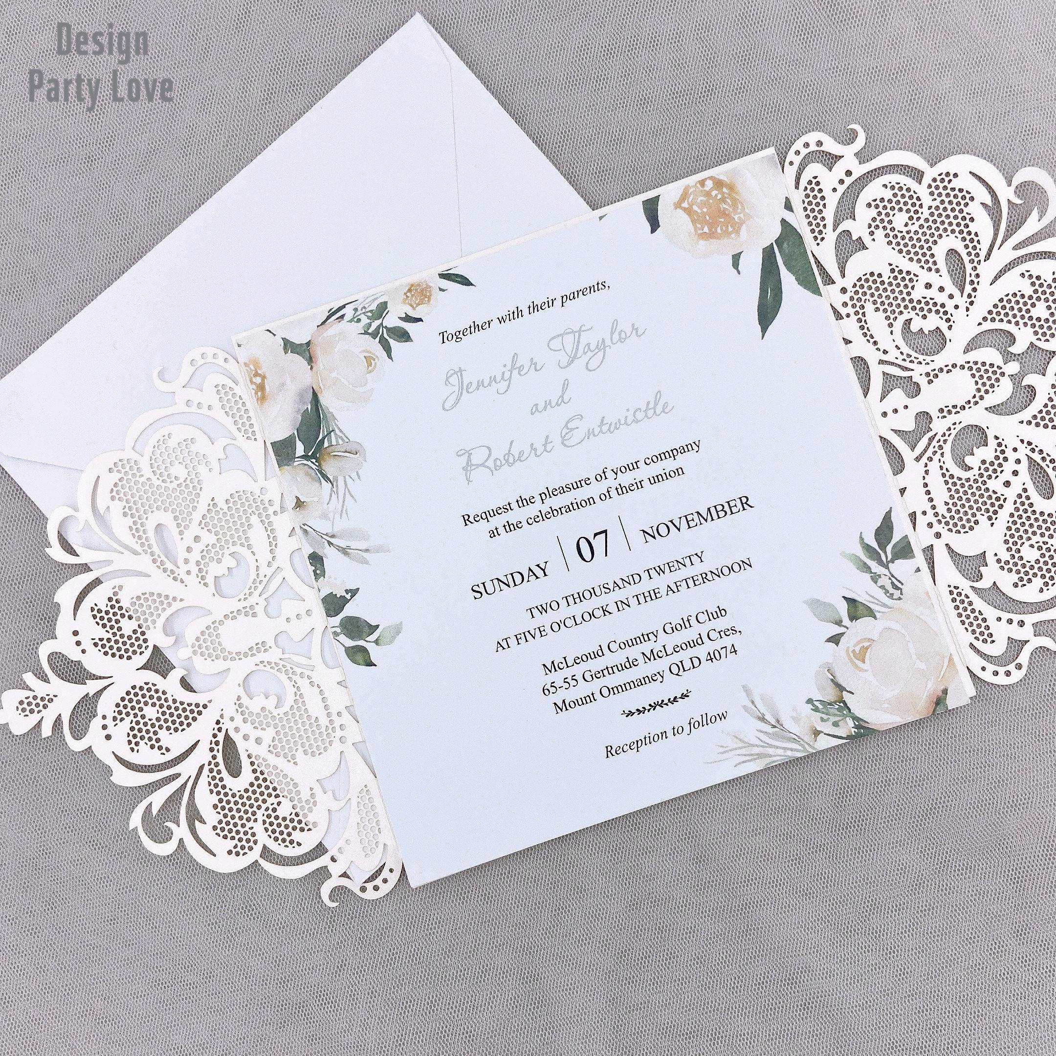 European Style Lace Wedding Invitations Cards Ivory Laser | Etsy