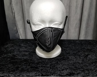 Máscara de cara de malla negra, máscara de cara de malla, máscara de cara de 3 capas, máscara de cara reversible, máscara de cara abstracta, correas de oído ajustables, máscara de cara elegante