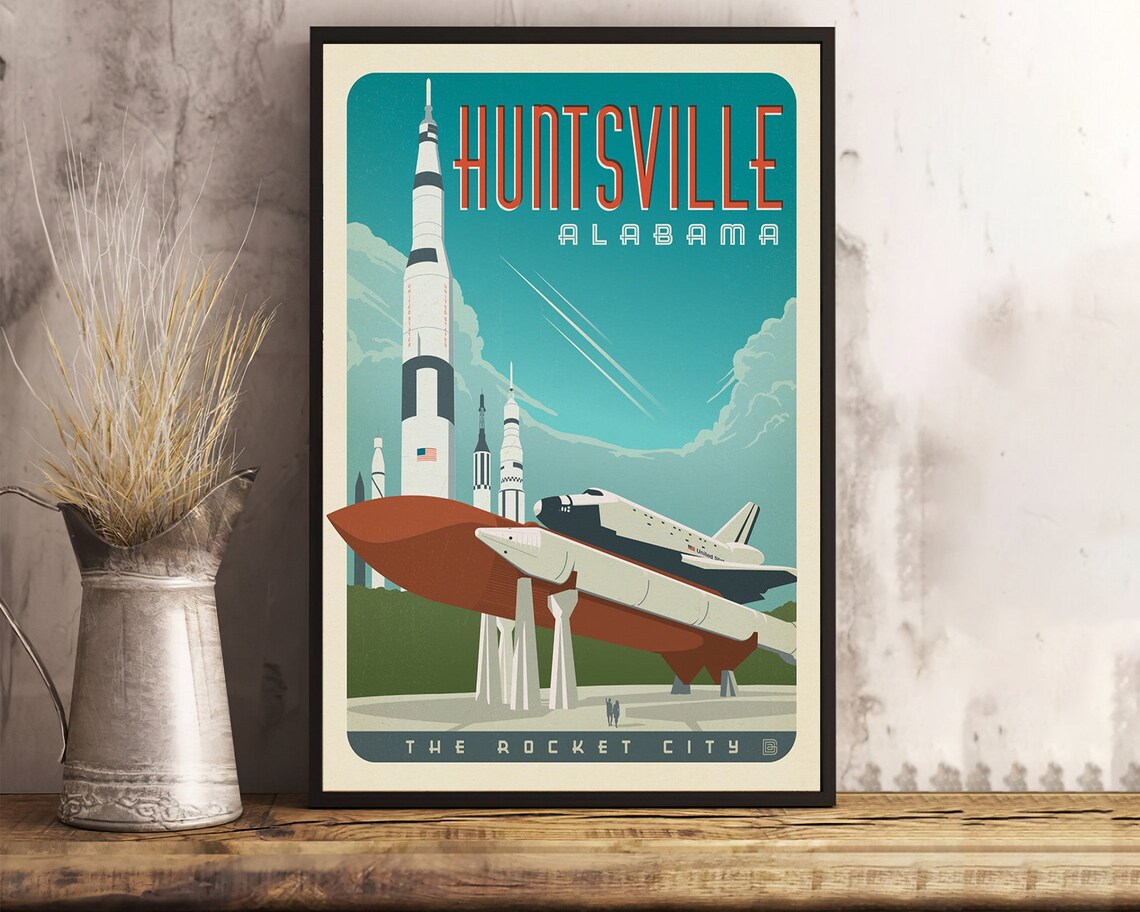 Huntsville Alabama Travel Poster Rocket City Art Print Etsy