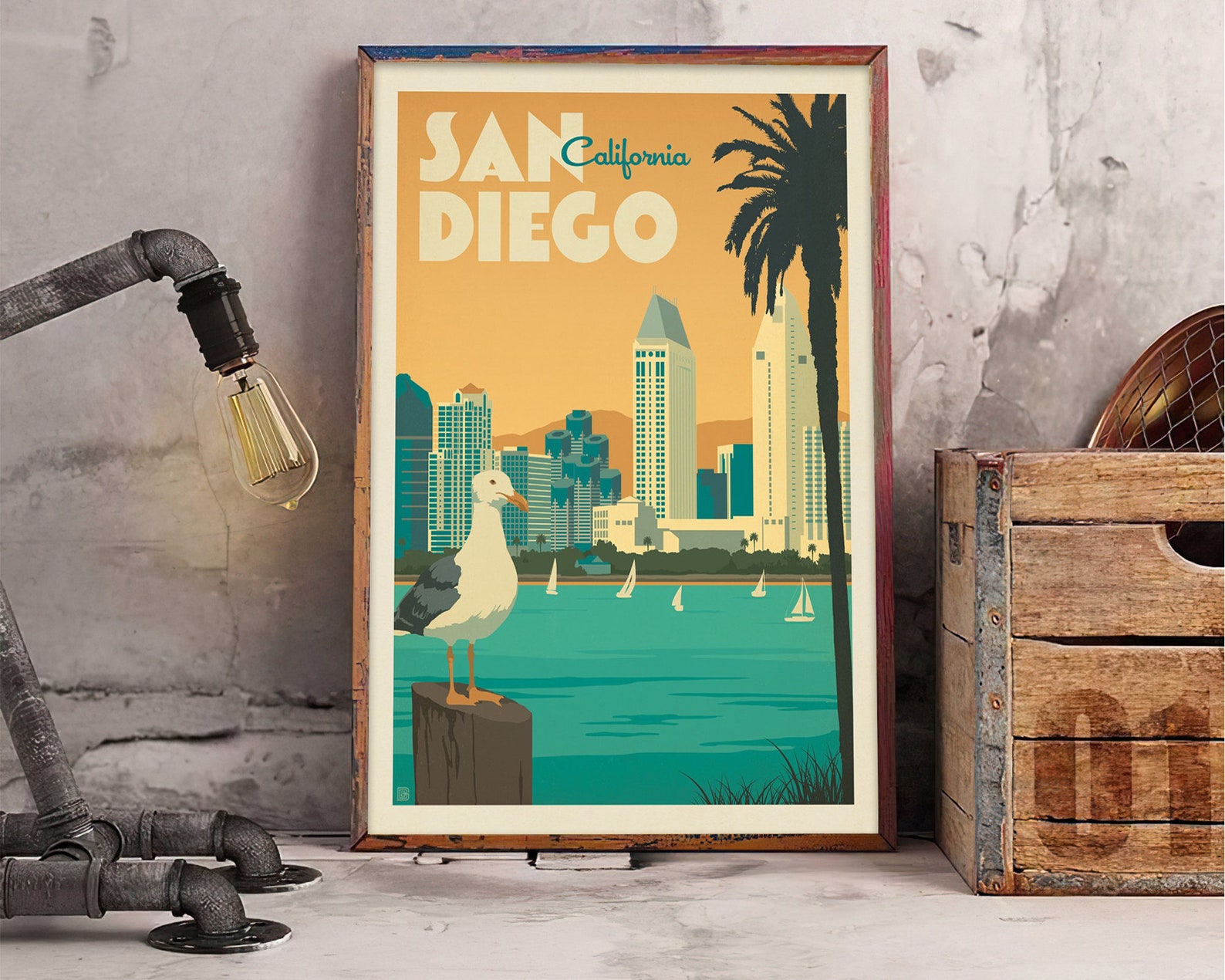 San Diego City Travel Poster California State Print Art | Etsy
