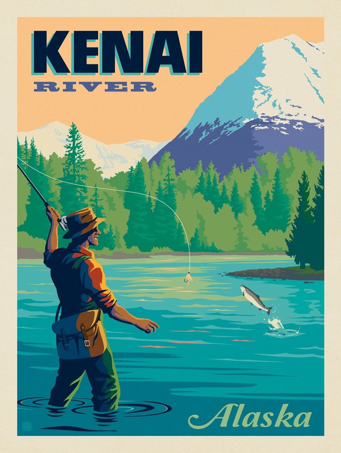 Alaska Kenai River Travel Poster Piscatorial Travelers | Etsy
