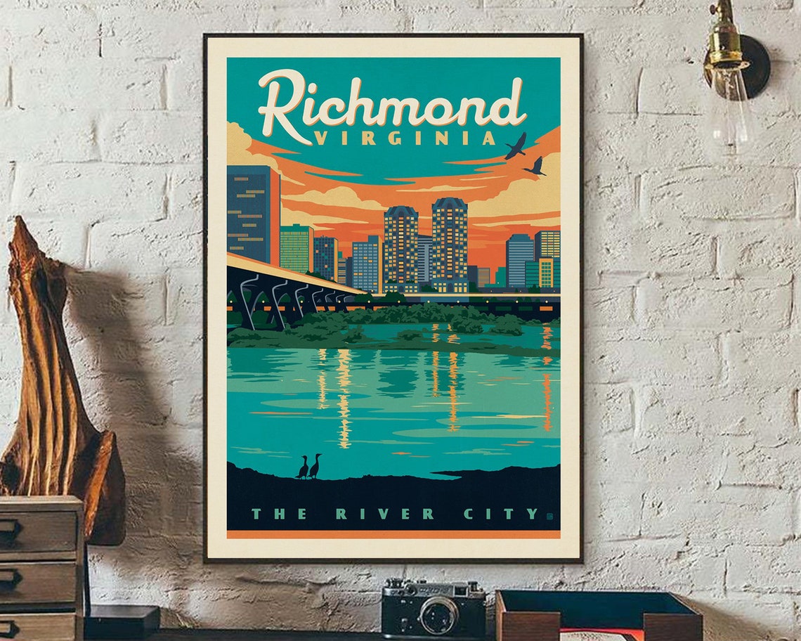 Richmond Virginia Travel Poster the River City Print Art Etsy
