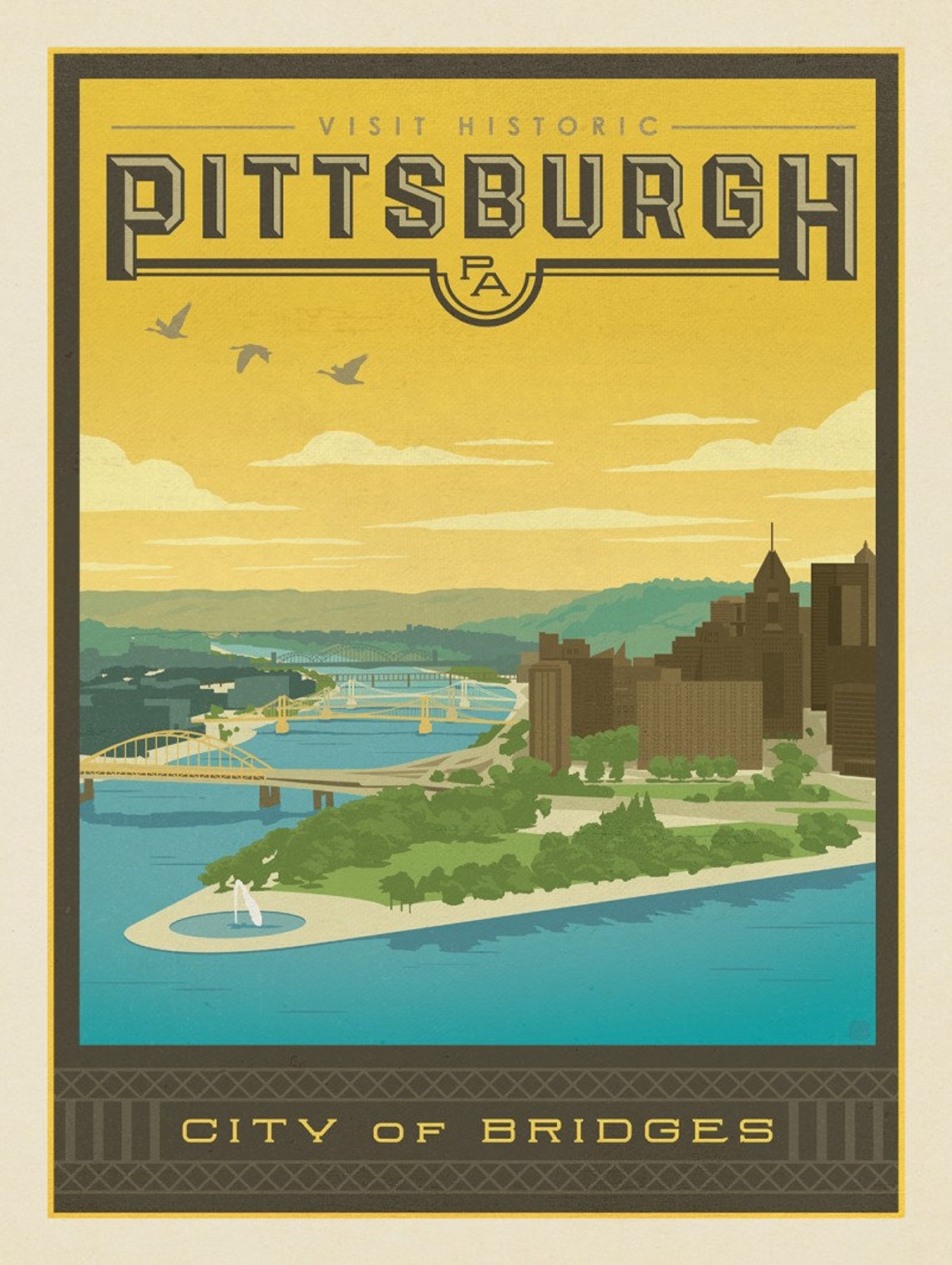 Pittsburgh art print Pittsburgh print Poster Gifts for Etsy
