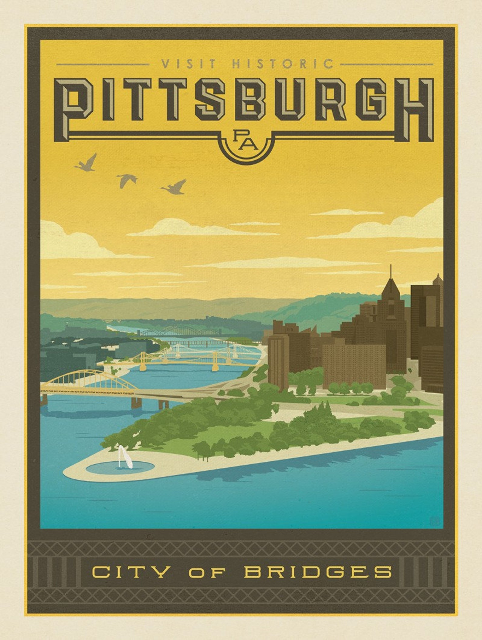 Pittsburgh art print Pittsburgh print Poster Gifts for Etsy