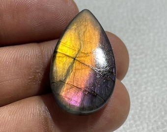 Multi-Color Labradorite Cabochon: Natural Pear-Shaped Gemstone