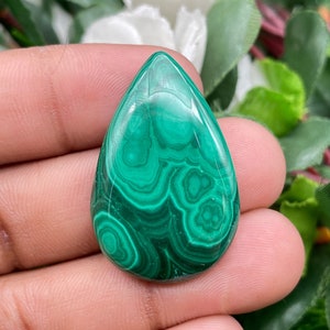 Cabochão de malaquita natural, pedra preciosa de malaquita de fundo plano, malaquita de qualidade AAA, malaquita polida à mão feita à mão para joias
