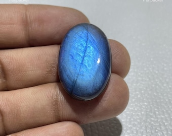 Oval Blue Labradorite Cabochon: Natural Gemstone for Jewelry Making