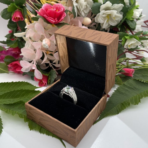 Ultra Slim Deluxe Hidden Proposal Engagement Ring Box with LED Light Brown Black Ring Not Included gift for her