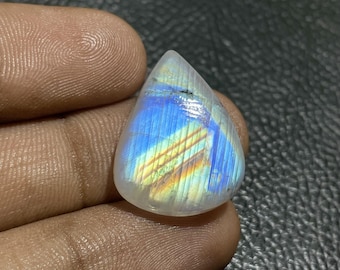 Pear Rainbow Moonstone Cabochon: Loose Gemstone for Jewelry Making