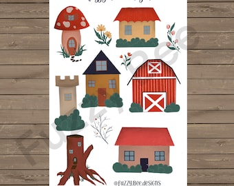 Fantasy Village Sticker Collection | Bullet Journal and Planner Stickers