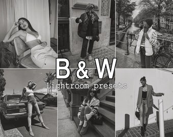 7 Black and White Dark Moody presets Monochrome Film Look Mobile and Desktop Lightroom presets Trendy Luxury presets Wedding VSCO presets