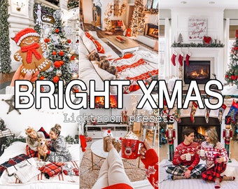 6 Christmas Lightroom presets, Festive Xmas presets, Cozy Home presets, Vibrant Lifestyle presets, Light Airy presets, Indoor Holiday preset