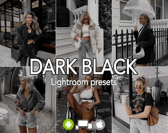 15 Luxury Black Lightroom presets, Dark Trendy Moody presets for Outdoor Lifestyle photography, Classic Dark Tones Urban presets, Light Airy