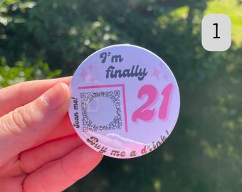 Custom QR Code Birthday Pin | Venmo CashApp l 21st Birthday Gift | 30th Birthday | Custom Birthday Pin | Buy Me a Drink Pin | Theme Birthday