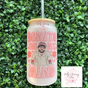 Benito On My Mind Glass Cup, Bad Bunny Glass Cup, Bad Bunny Cup, Bad Bunny Gifts, Bad Bunny Merch, Un Verano Sin Ti, Christmas Gifts