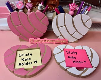 Mexican Concha Pen Holder, Concha Sticky Note Holder, Desk Decor, Office Decor, Desk Organizer, Concha Accessories, Cute Things Latina