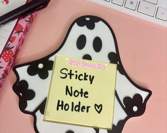 Spooky Ghost Sticky Note Desk Holder, Desk Decor, Office Decor, Gifts, Desk Organizer, Girly Sticky Note Holder, Floral, Coquette, Halloween