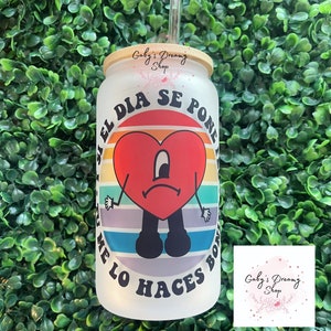 Bad Bunny Glass Cup | Bad Bunny Cup | Un Verano Sin Ti | Bad Bunny Merch | Bad Bunny Gifts | Coffee Cup | Y Si El Dia Se Pone Feo Tu Me Lo