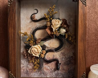 OOAK Floral Snake Skeleton Shadow Box