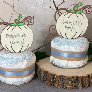 Mini Diaper Cakes, Our Little Pumpkin Diaper Cakes, Diaper Centerpieces