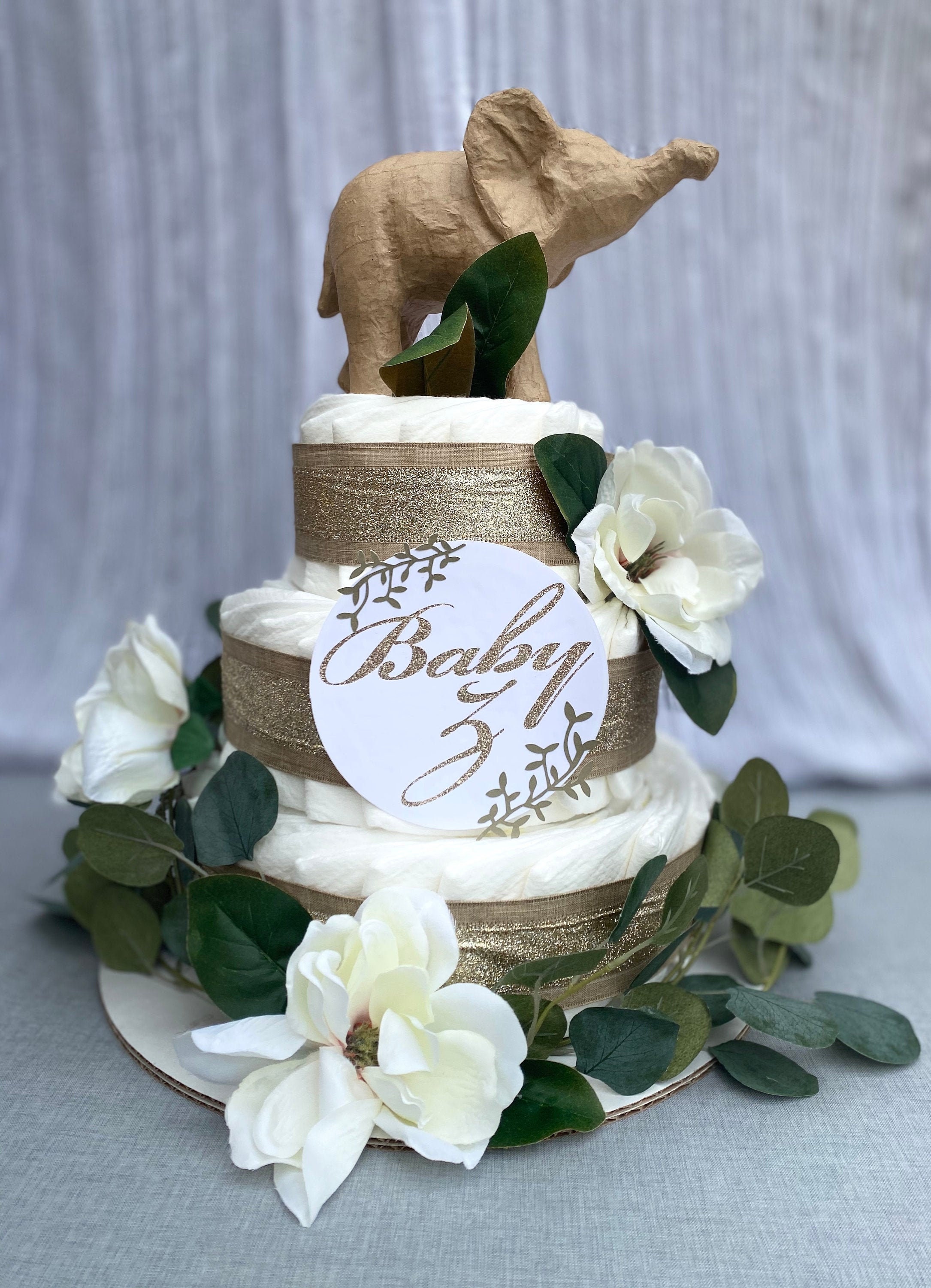 Magnolia Diaper Cake Eucalyptus Greenery Baby Shower - Etsy