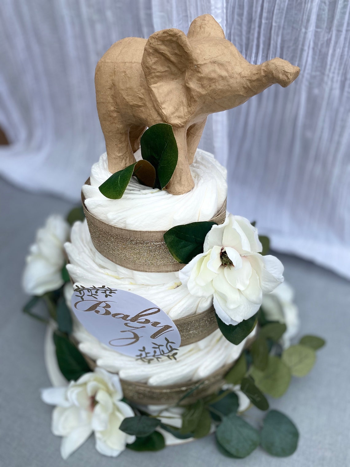 Magnolia Diaper Cake Eucalyptus Greenery Baby Shower - Etsy