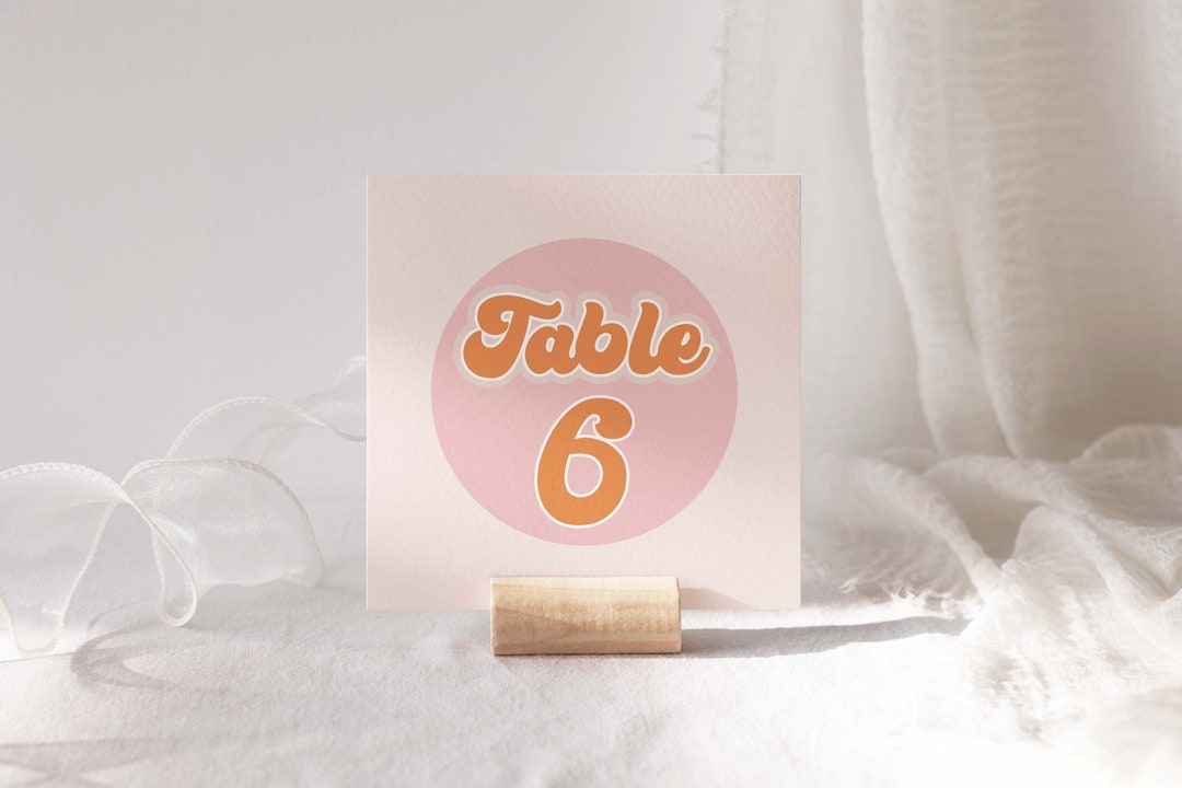 Retro Table Numbers Table Numbers Groovy Table Numbers Etsy