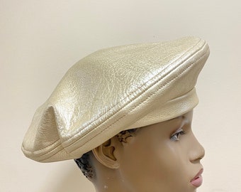 Gold leather oversized beret