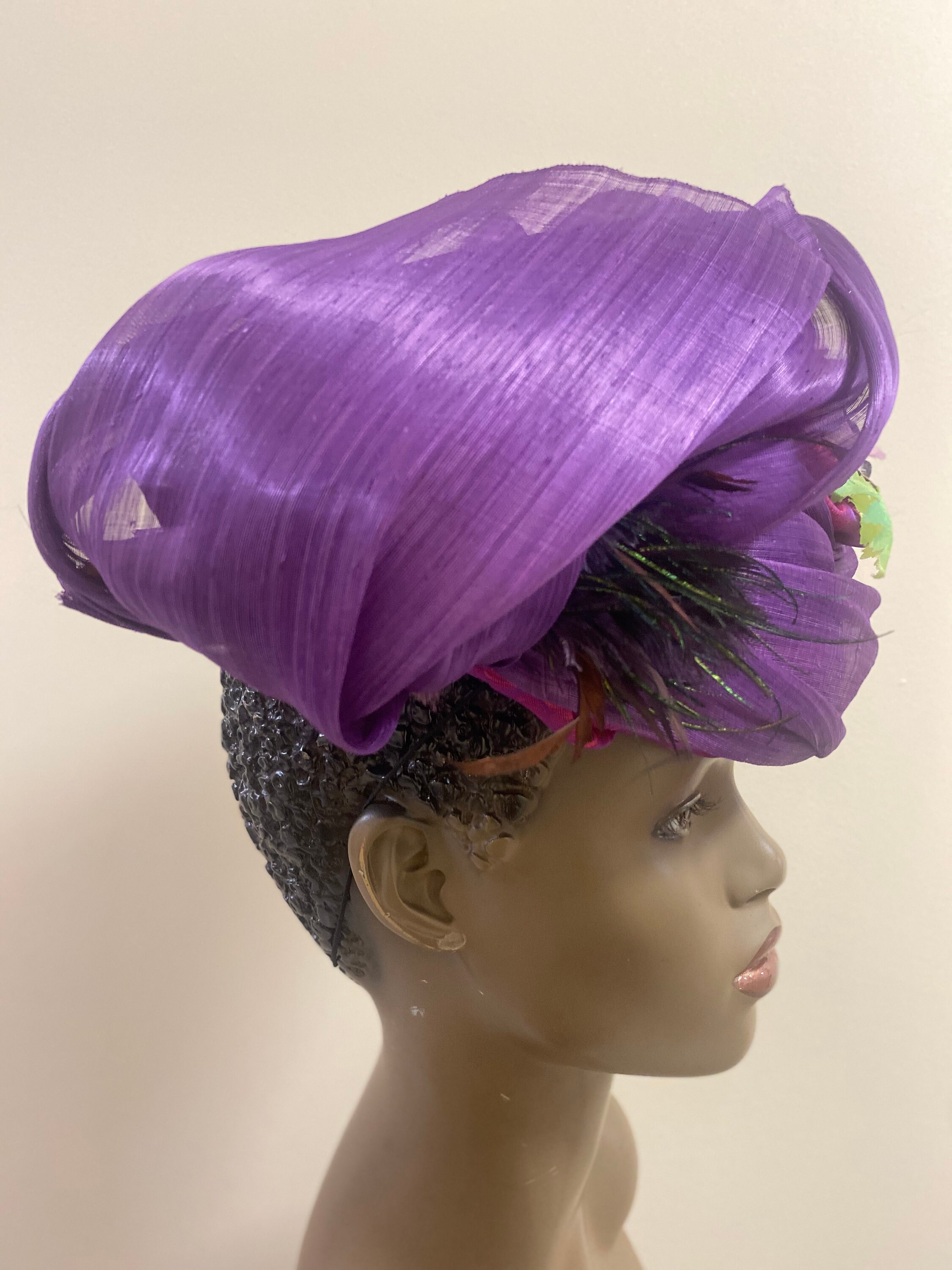 Purple Silk Abacafascinatorfancy Fabric Backflowerone of a Etsy UK