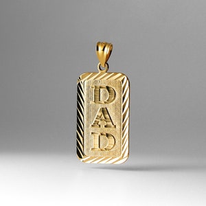 14K Gold Dad Plate Pendant- Gold Plate Dad Necklace Charm Pendant- Father&#39;s Day Gift