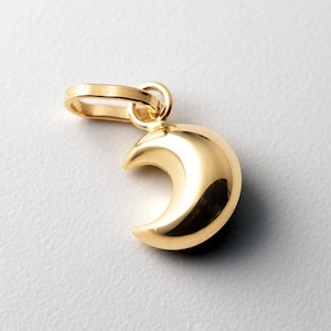 Colgante de luna hinchada de oro de 14 quilates: Charm de soñador celestial
