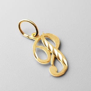 14k Gold "P" Initial Cursive Pendant Charm- Gold Initial "P" Necklace Charm