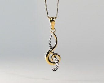 14K Gold Music Note Pendant Charm- Gold Music Note Necklace Charm For Him/Her