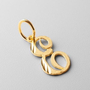 14k Gold "E" Initial Cursive Pendant Charm- Gold Initial "E" Necklace Charm