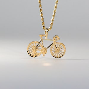 14k Gold Bicycle Pendant Charm- Real Gold Bicycle Necklace Charm For Him/her