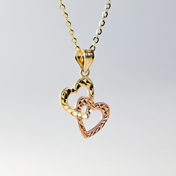 Double Heart Necklace Etsy