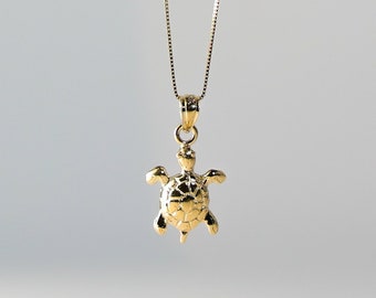 14k Gold Turtle Pendant Charm- Real Gold Turtle Necklace Charm For Her or Him