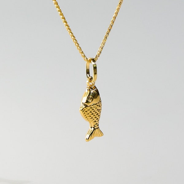 14k Yellow Gold Fish Horn Pendant/Charm- Dainty Gold Fish- 100% Real Gold Fish Pendant For Him/Her- Real Gold Fish Pendant/Charm-PT489