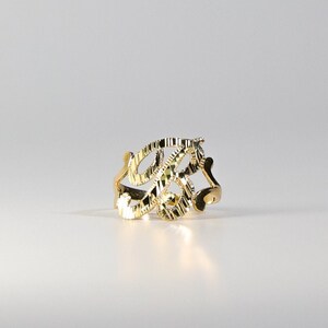 14K Solid Gold Initial "B" Cursive Ring