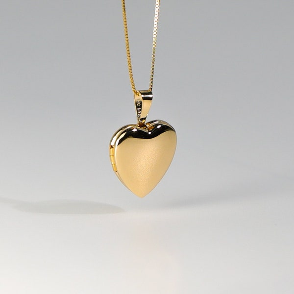 14k Gold Shiny Heart Locket Pendant Charm- Gold Heart Locket Necklace Charm For Her